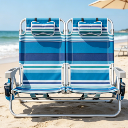 Aluminum Alloy 5-Position Reclining Double Backpack Beach Chair