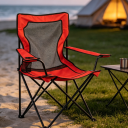 Breathable Mesh Folding Chair with Cup Holder and Storage Bag