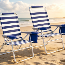 4-Position Adjustable Folding Beach Chair with Raised Seat